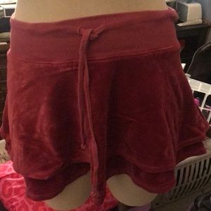 Juicy Velour Mini Skirt color is Maroon